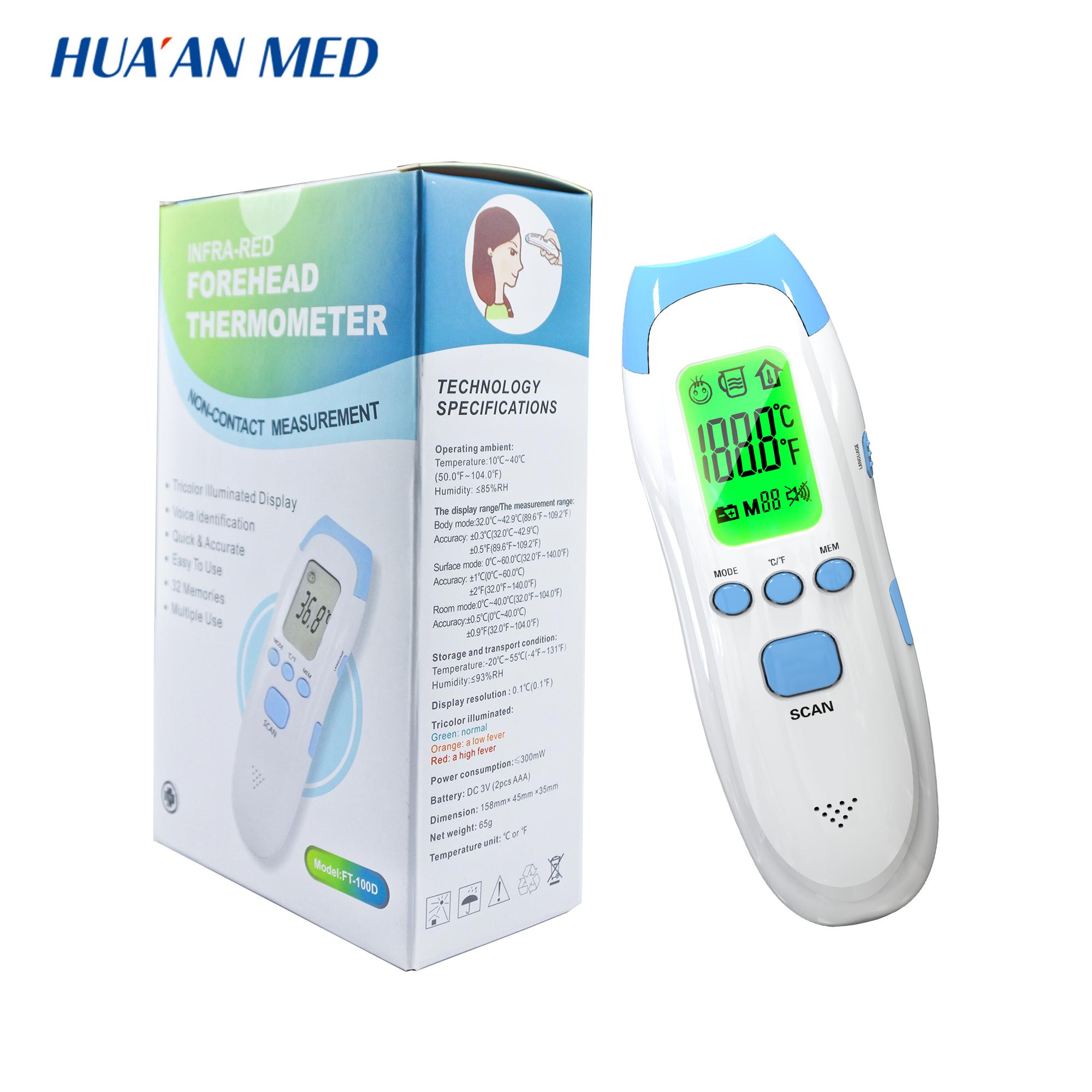 HUAAN 3-in-1 Contactless Automatic Digital Temperature Forehead Infrared Thermometer ABS