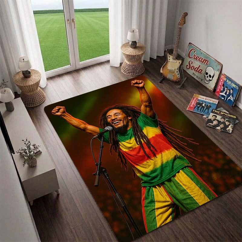 BobMarley Music Reggae Rug, Floor Mat for Computer Chair, Doormat,Living Room Rug, Bedside Carpet