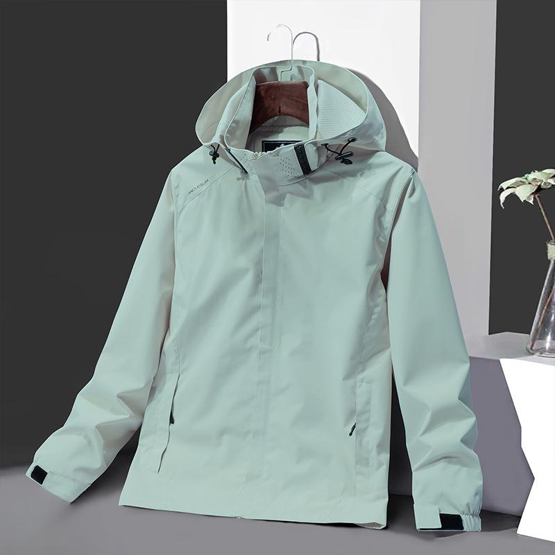 Spring and Autumn Jacket Men's Solid Color Outdoor Hooded Jacket Men's
