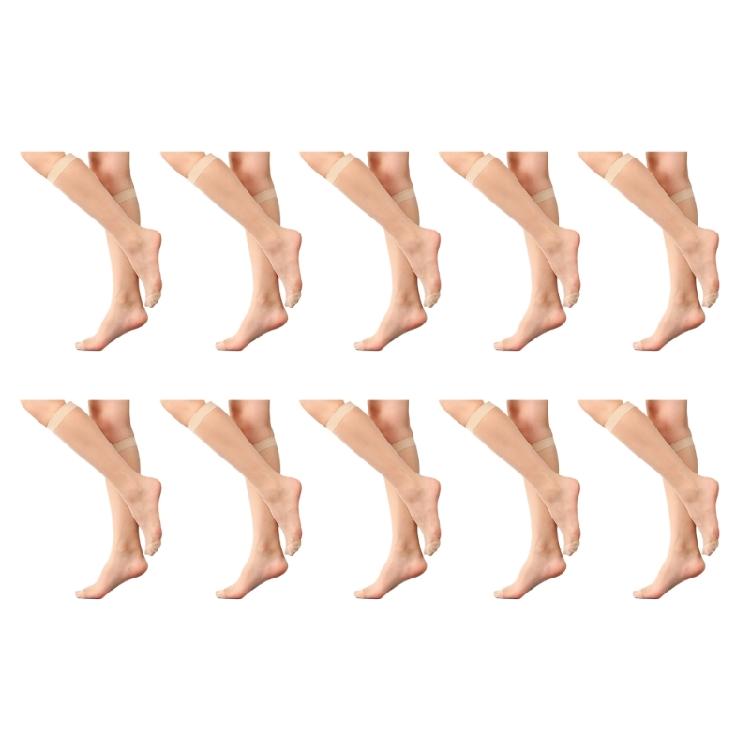 Sophisticated 1/5/10 Pairs Women's Casual Over the Calf Long Socks Silky Nylon Ultra Thin Sheer Knee Length Stockings