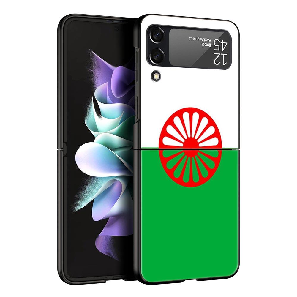 Gypsy Romani Roma Flag Z Flip 4 Phone Case For Samsung Z Flip 3 5G Black Hard Shell Galaxy ZFlip3 ZFlip5 Cover Folding Luxury