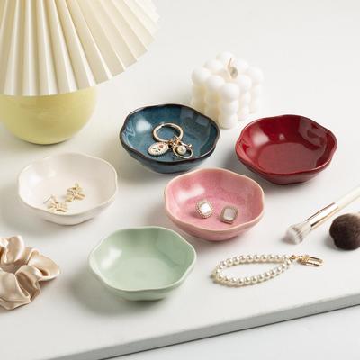 INS Jewelry Tray: Kiln-Fired Ceramic Dish for Home Entrance, Ornament Display, Ring & Earring Storage.