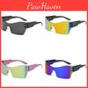 Trendy Y2k Frameless Sunglasses Punk Street Style Black Lens Black Frame