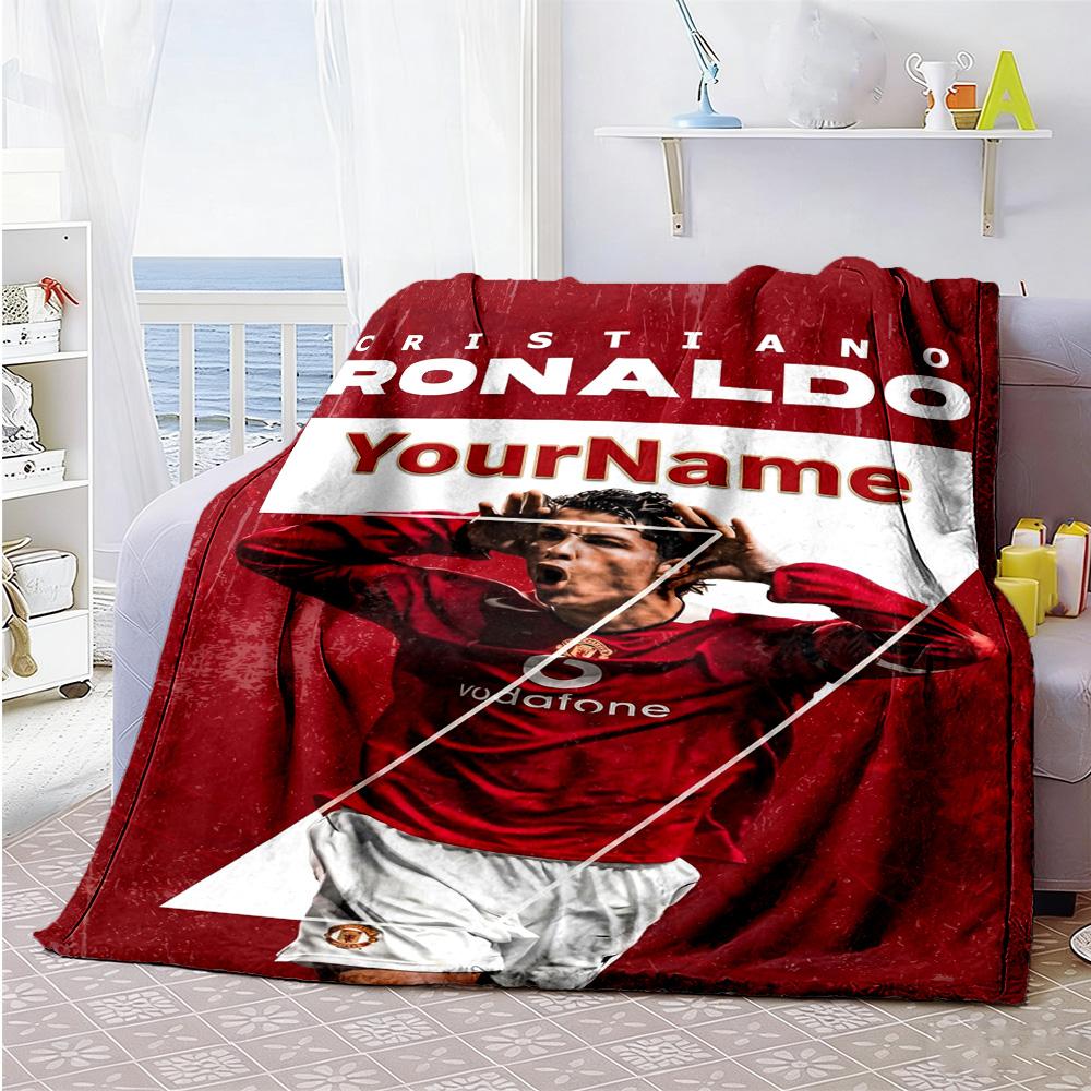 Cristiano Ronaldo 27 Personalized Name Blanket Lightweight Customizable Blanket Soft Warm Cozy for Bedding Home Decor Office Living Room
