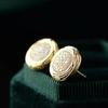 Huitan Dazzling Round CZ Stud Earrings for Women Gold Color Luxury Trendy Ear Accessories Wedding Party Temperament Lady Jewelry