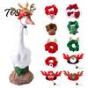 Festive Goose Clothing Accessory Christmas Porch Accessory, Deer Antler Hat, Plush Elk Santa Tree Collar, Statue Hat Apparel for 23 Inch Outdoor Yard