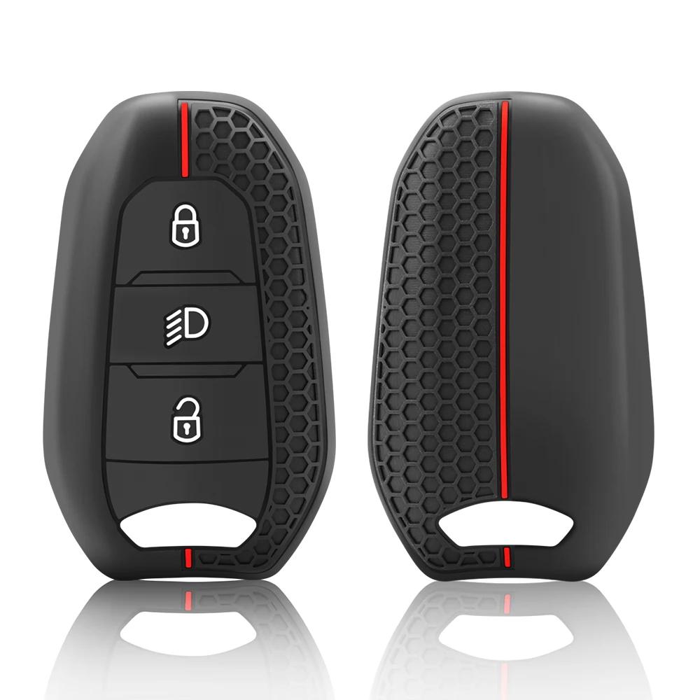 Shell Cover Holder Car Key Fob Case 5008 DS5 DS6 For Peugeot 208 DS3 For Citroen C4 C5 X7 Silicone Rubber Smart Remote Key Cover