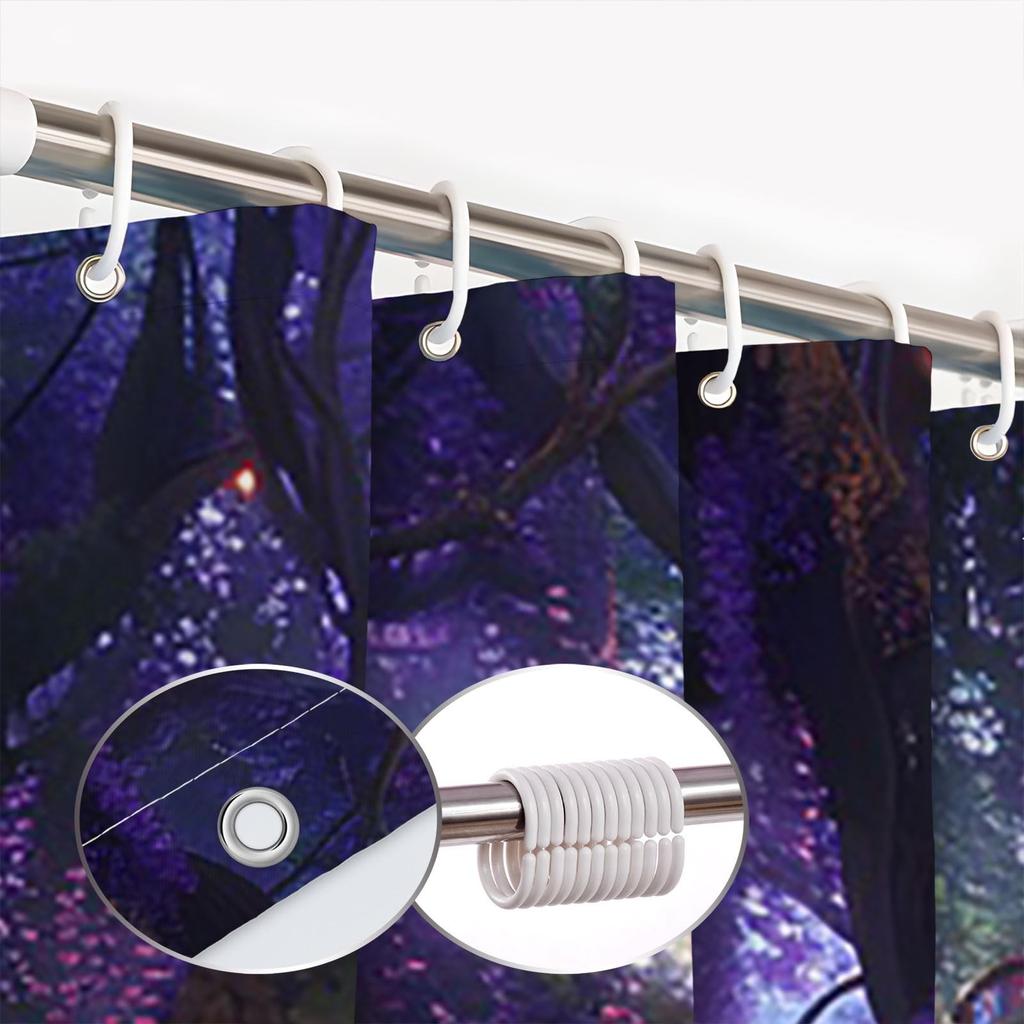 Purple Wisteria Flower Shower Curtain Enchanted Forest Waterfall Print Waterproof Fabric Machine Washable Durable For Allseasons