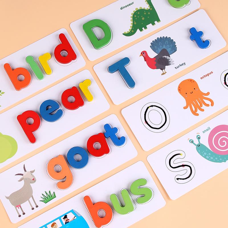 Early Education Word Spelling Game Children'S Enlightenment Cognition 26 English Letters Case Word Card Spelling Practice