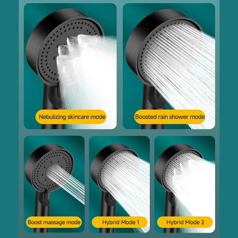 6 Modes Pressure Boost Shower Head Multifunction Adjustable Large Water Shower Nozzle Massage Bath Area Accessory for Home