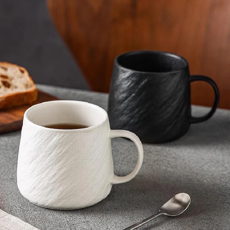 Frosted Stone Ceramic Mug Simple Ceramic Mug Coffee Latte Mug Large Capacity Water Cup Tea Cup Breakfast Cup Drinking Utensils