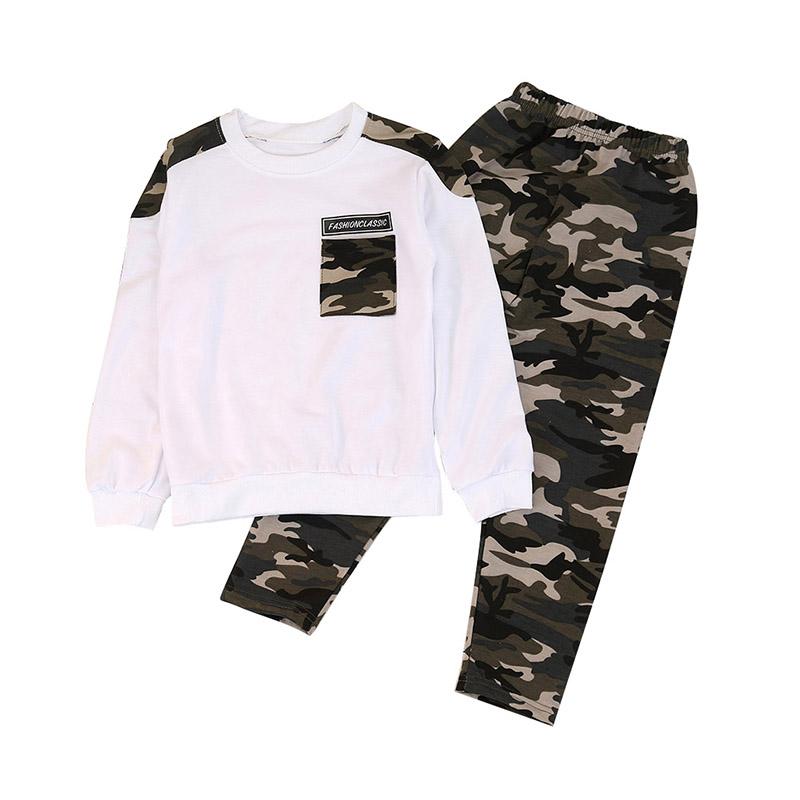 Autumn Baby Boy Cotton Camouflage Pattern Long Sleeve Casual T-shirt Tops Trousers Outfits Set