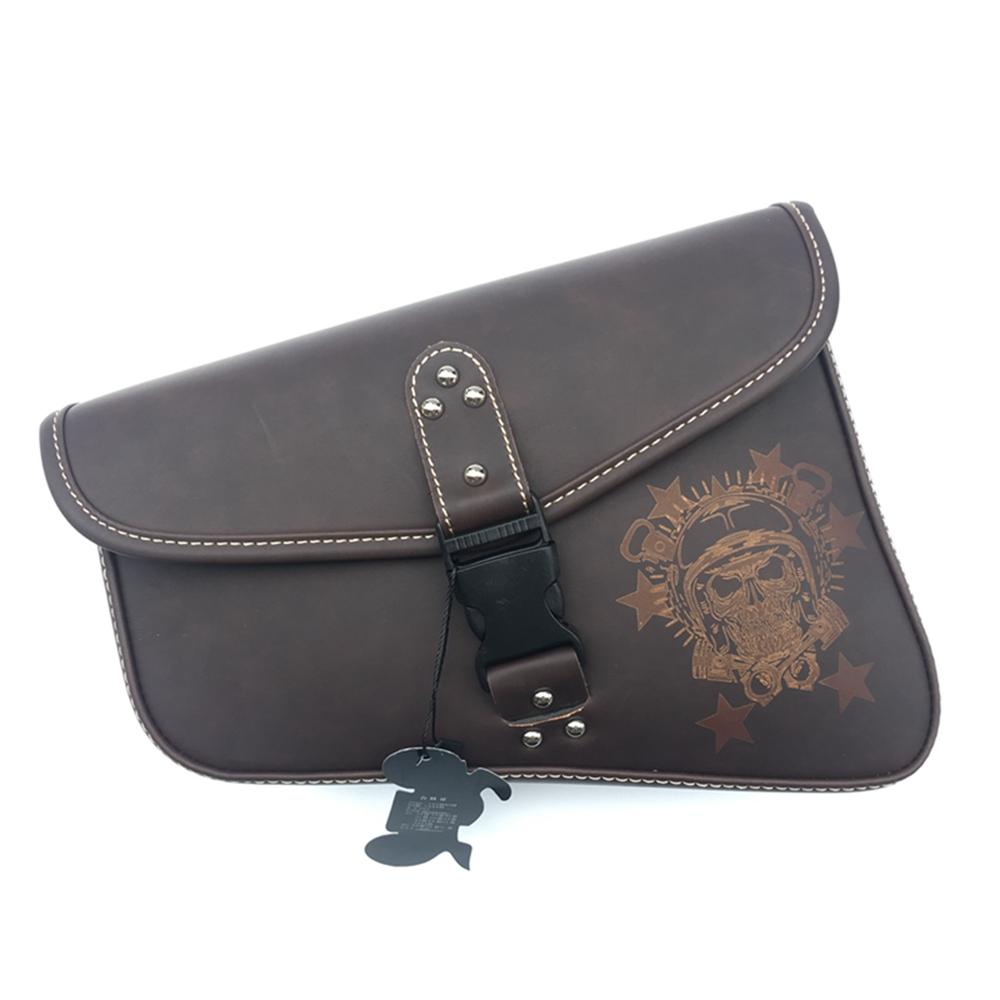 

Brown Motorcycle Leather Saddle Bag Luggage Side Tool Bag Universak Fit for Honda Yamaha Suzuki Harley Sportster XL 883 XL1200