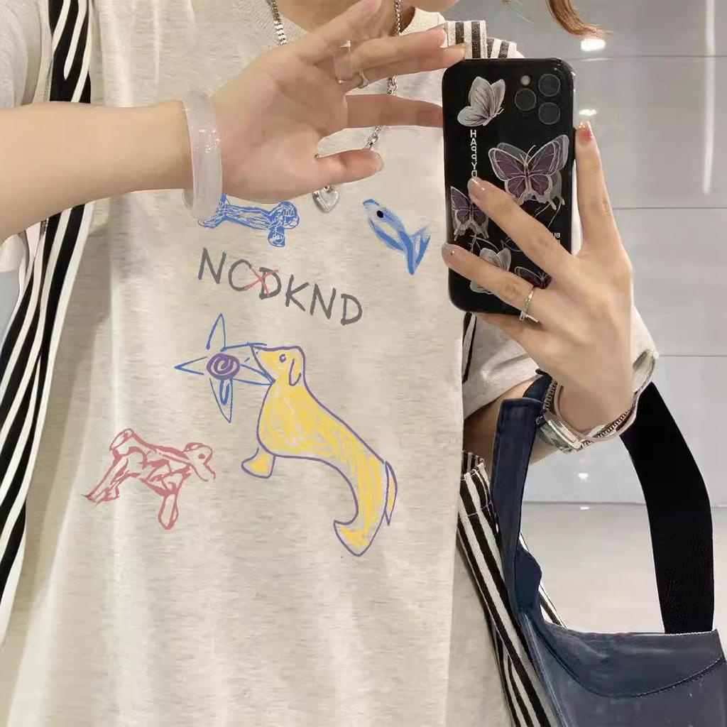 Plus Size Gray Short-Sleeve T-Shirt for Women - Summer Design, Loose Fit