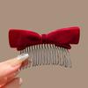 Red Velvet Bowknot Hair Clip Hair Comb Bow Hairpin Retro   Children