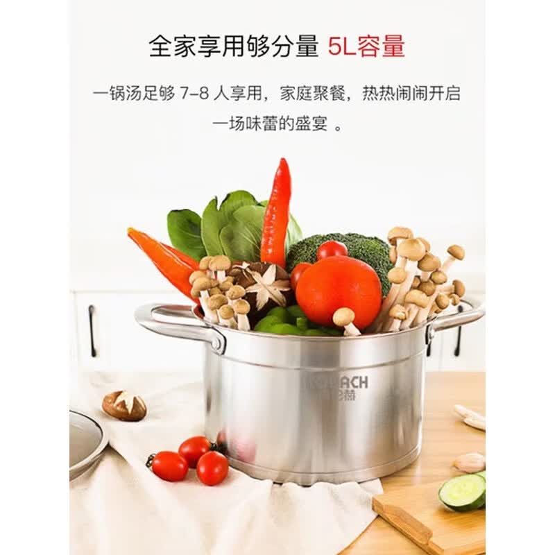

KOBACH 22cm 304 Stainless Steel Double Handle Soup Pot with Lid
