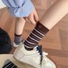 Ladies Spring and Autumn Retro Stripes Color Bump Buttons in The Tube Stack Socks