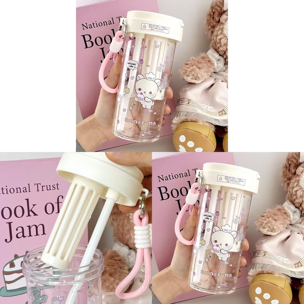Pc Insulated Straw Cup With Cartoon Design For Office And Home Use