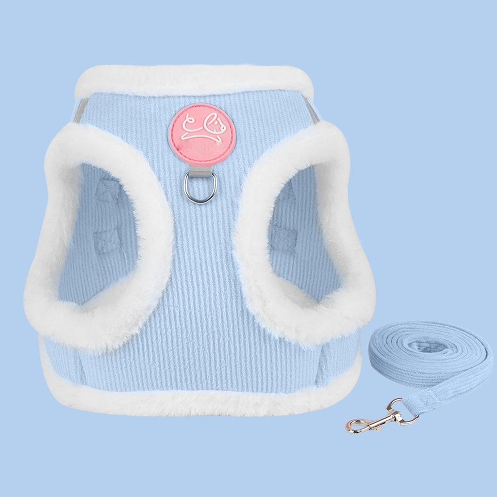 Small Dog and Vest , Chest Strap Leash for Bichon and Pomeranian, - Corduroy Pet Leash