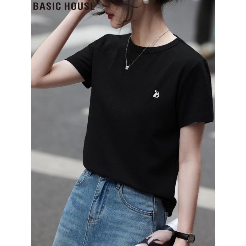 Basic House Women s Embroidered Round Neck T-shirt M
