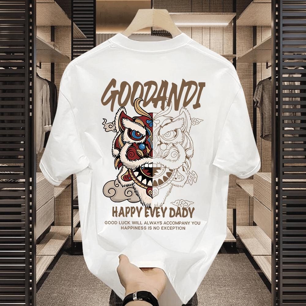 

American ruffian handsome short-sleeved T-shirt men s trendy brand street round neck personalized casual summer pure cotton S