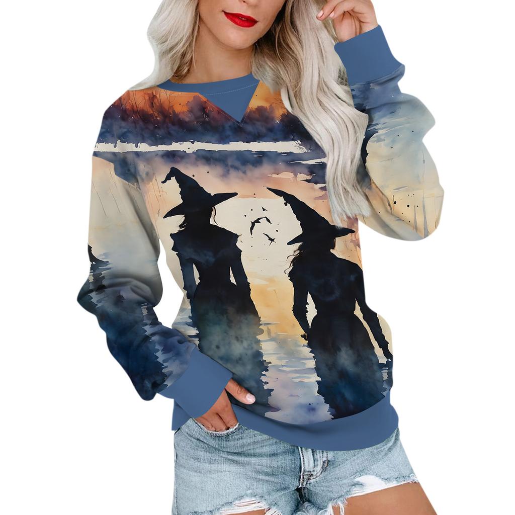 Lässiger, bedruckter Pullover für Damen, Langarmshirt, übergroßes Sweatshirt