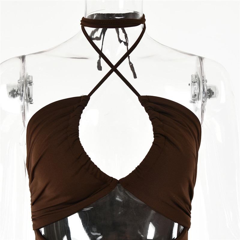 Modă Nouă Halter Fără Spate Petrecere Rochie Sexy Femei Șliț Înalt Șnur Neregulat Elegant Solid Rochii Lungi Femei Slim Fără Mâneci Rochie de Seară 25925