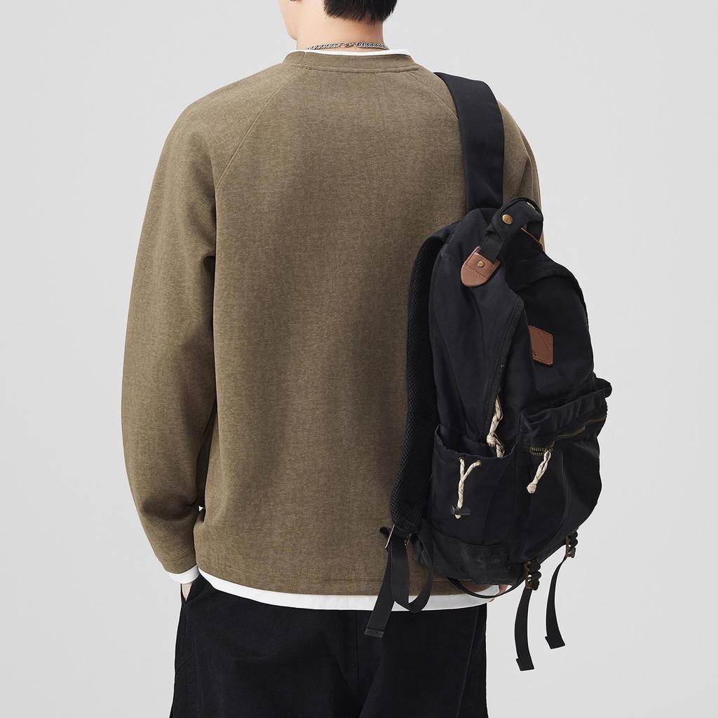 SH&Trend Men's Heavyweight 300g Round Neck Hoodie - Autumn/Winter Patchwork Long Sleeve Pullover