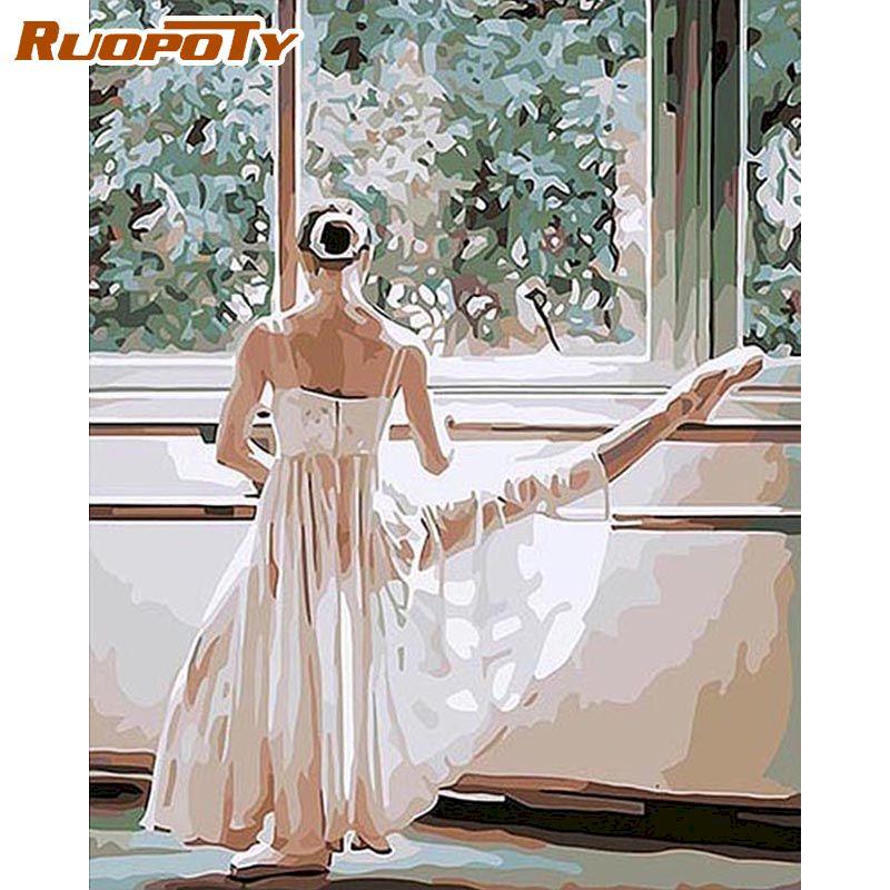 

Ruopoty Безрамная Балерина Картина Маслом По Номерам Для Взрослых Ручной Работы Домашний Настенный Декор Рисунок Акриловая Краска На Холсте Стены Искусства 40x50CM NO Frame