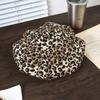 Classic Octagonal Cap Y2K Painter Hat Casual Leopard Print Beret  Women