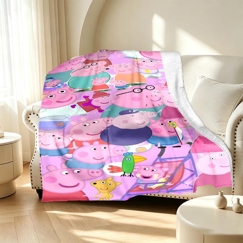 Peppa Pig Pattern Blanket for Home Decoration, Bed, Sofa, Car Travel, Camping, Suitable for All Seasons, Birthday Christmas Gift