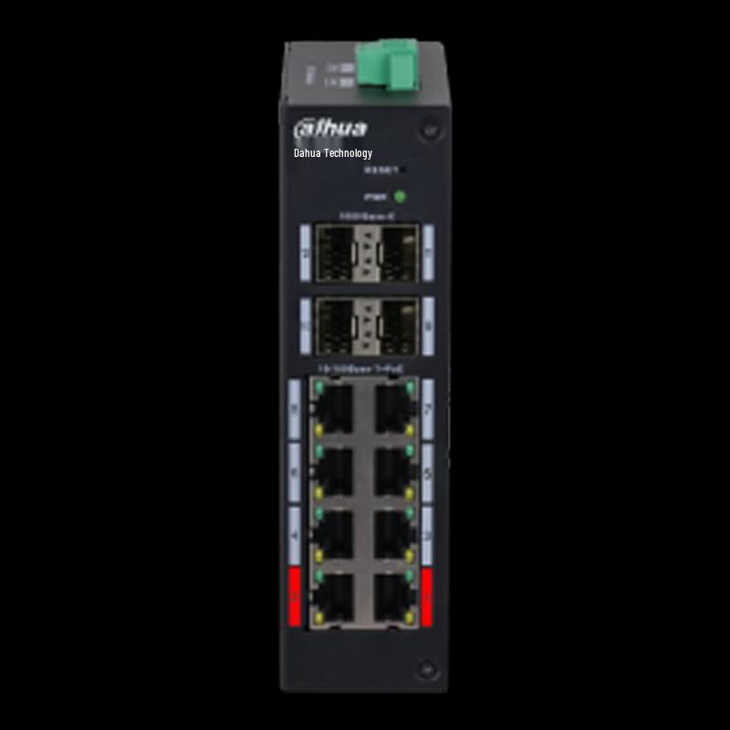 Dahua 8-Port 100M Unmanaged Industrial PoE Switch with 4 Gigabit Optical Uplinks