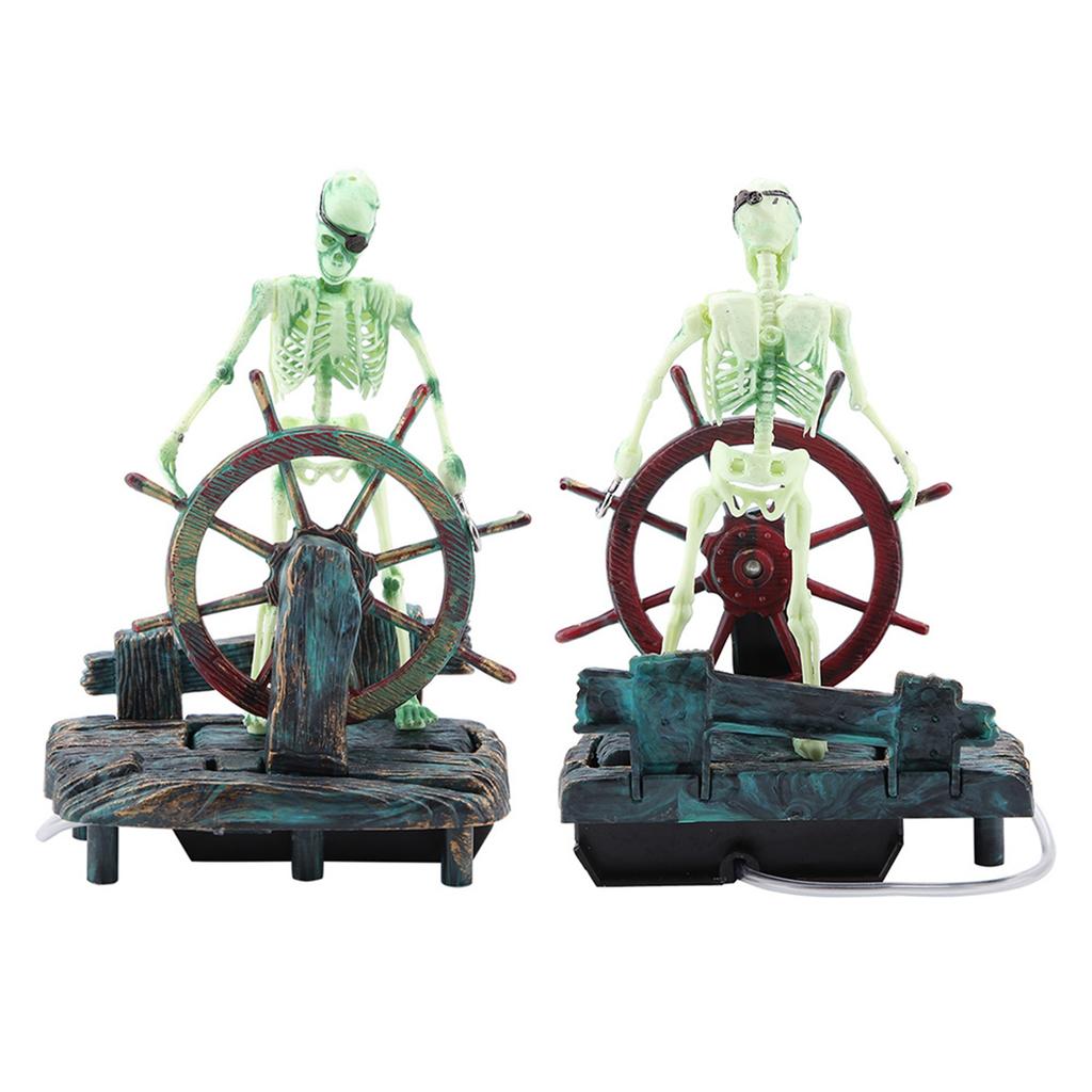 Aquarium Hippocampus Pirate Captain Decoration Fish Tank Landscape Skeleton Ornament