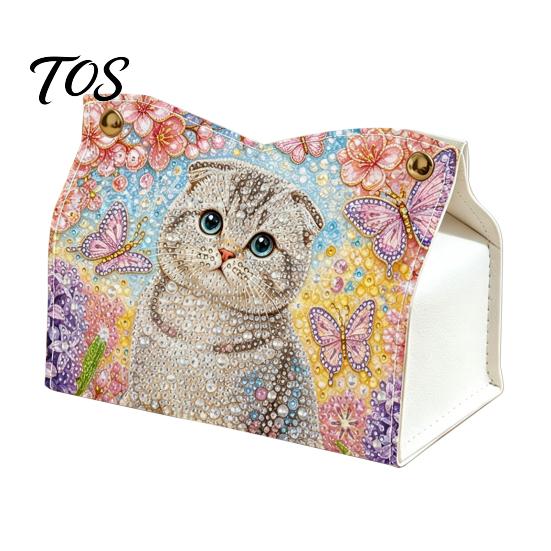 Festliche Raumdekoration DIY Weihnachten Diamantmalerei Taschentuchbox, Funkelnde Strasssteine PU-Leder Servietten Bastelsets für Jugendliche Halter, Rechteckige Aufbewahrung
