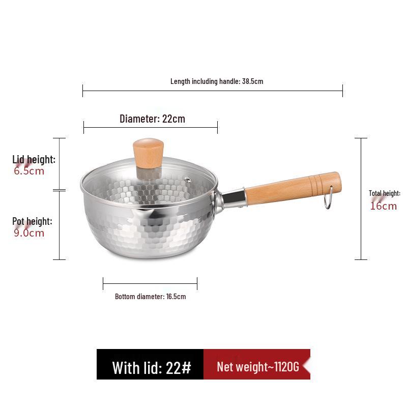 Stainless Steel Yukihira Pan: Non-Stick Milk, Soup & Noodle Pot with Wooden Handle for Baby Food & Breakfast