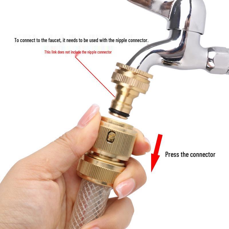 Copper-Plated Water Gun Hose Quick Connector 4-Point Garden Tool