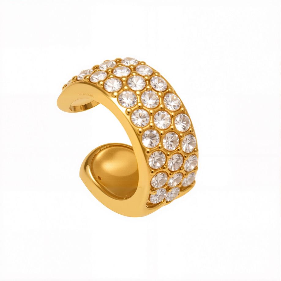 Oumeka Zlatem plátovaná náušnice zirkonového diamantu 18K - Nerezová ocel, která nebledne