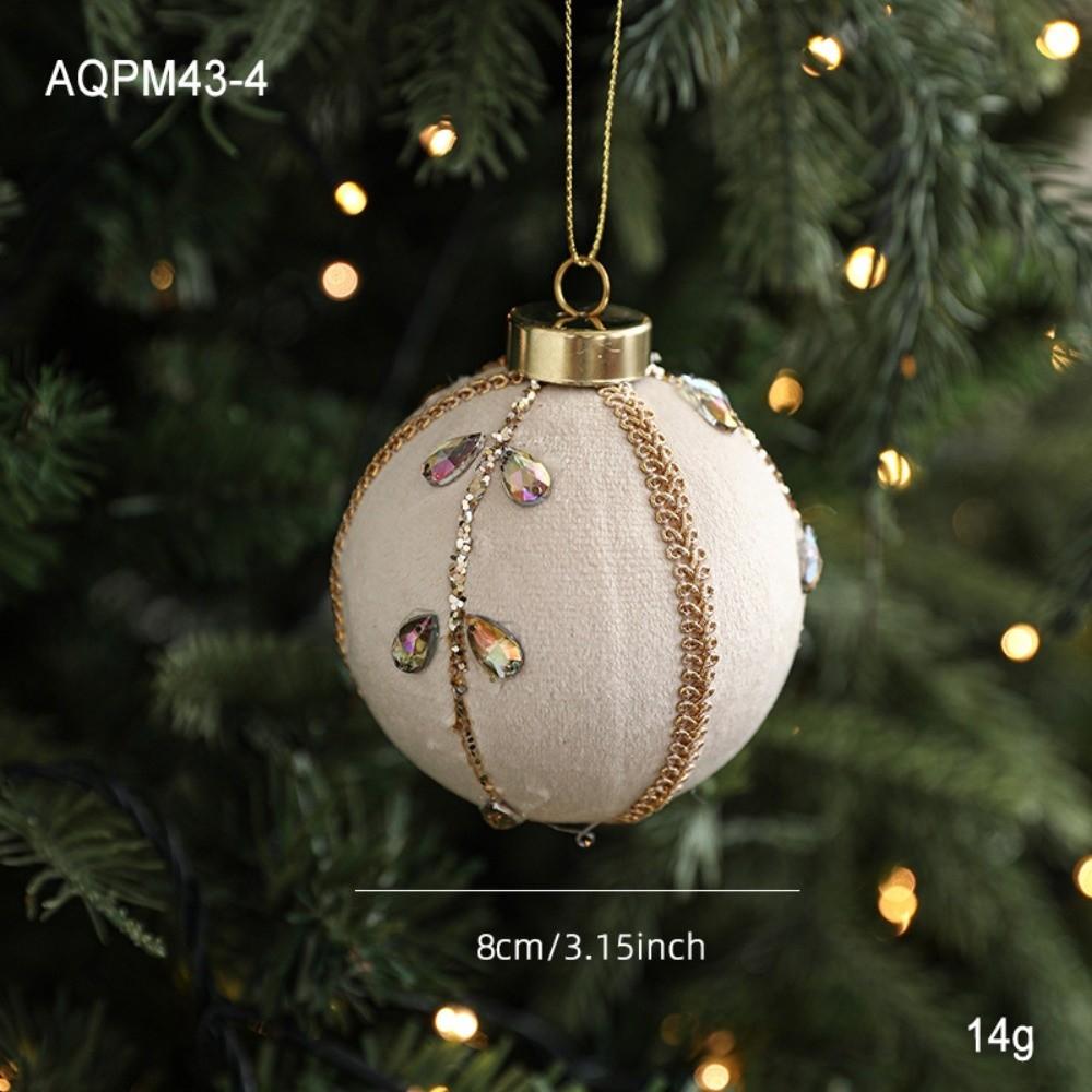 8CM Christmas Tree Ball Hanging Ornaments Foam Cloth Glitter Christmas Ornaments Coffee Christmas Pendants