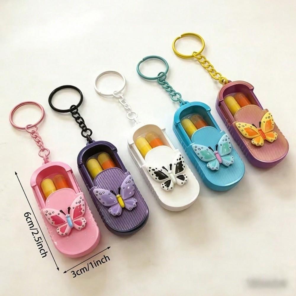 Lightweight Keychain Pendant Pill Storage Container Butterfly Dispenser Mini Storage Box Outdoor Pill Organizer Business Trip
