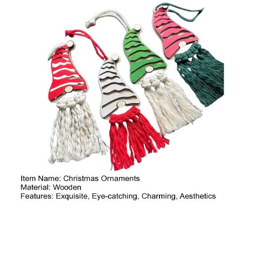 Christmas Gnome Ornaments Handmade Wooden Gnome Xmas Tree Ornaments with Tassels Rustic Farmhouse Hanging Decor for Holiday Tree Home Decor