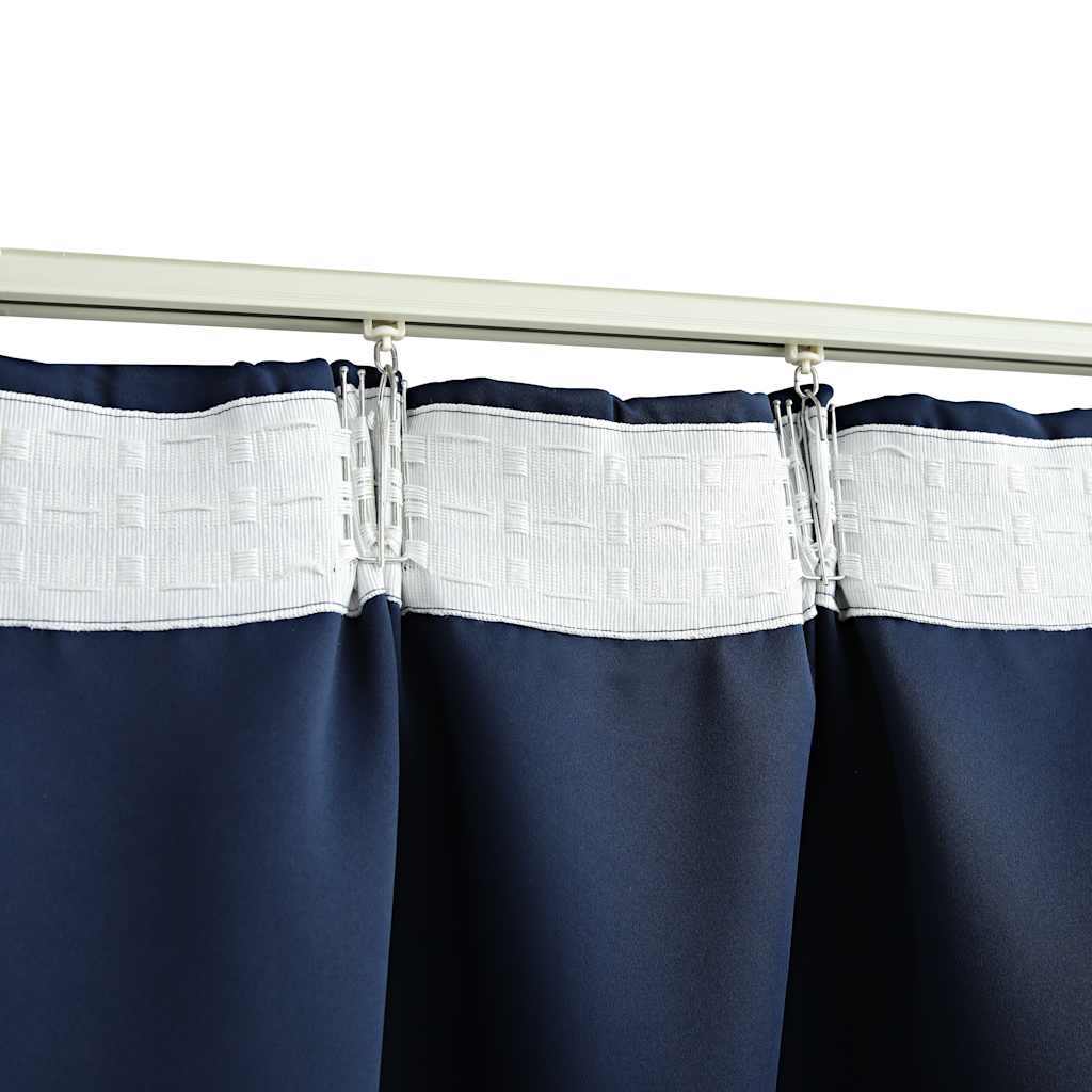 Blackout Curtains with Hooks 2 Pieces Blue 140 x 175 cm