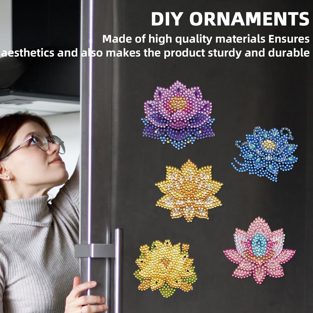 15pcs 2D/Flat Acrylic DIY Art Fridge Magnet Refrigerator Sticker Special-Shaped Drill for Adults Beginners Home Decor