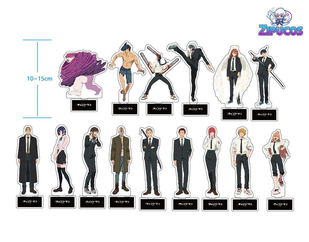 Chainsaw Man Reze Merchandise Akryl och Aki Hayakawa Power Beam Akrylställ med Snyggt Inofficiellt Stativ Denji, Makima, Bas, Samlarobjekt,