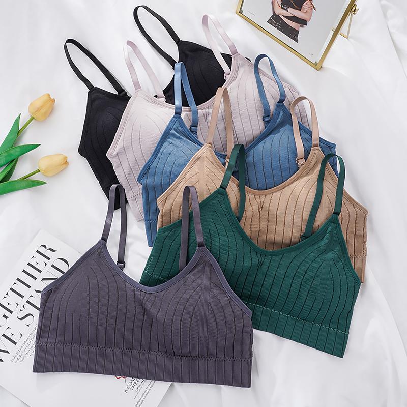 Women Seamless Sports Crop Top Sexy Bra Female Bralette Sleeveless Camis Crochet Tank Underwear Summer Lingerie Tube Top