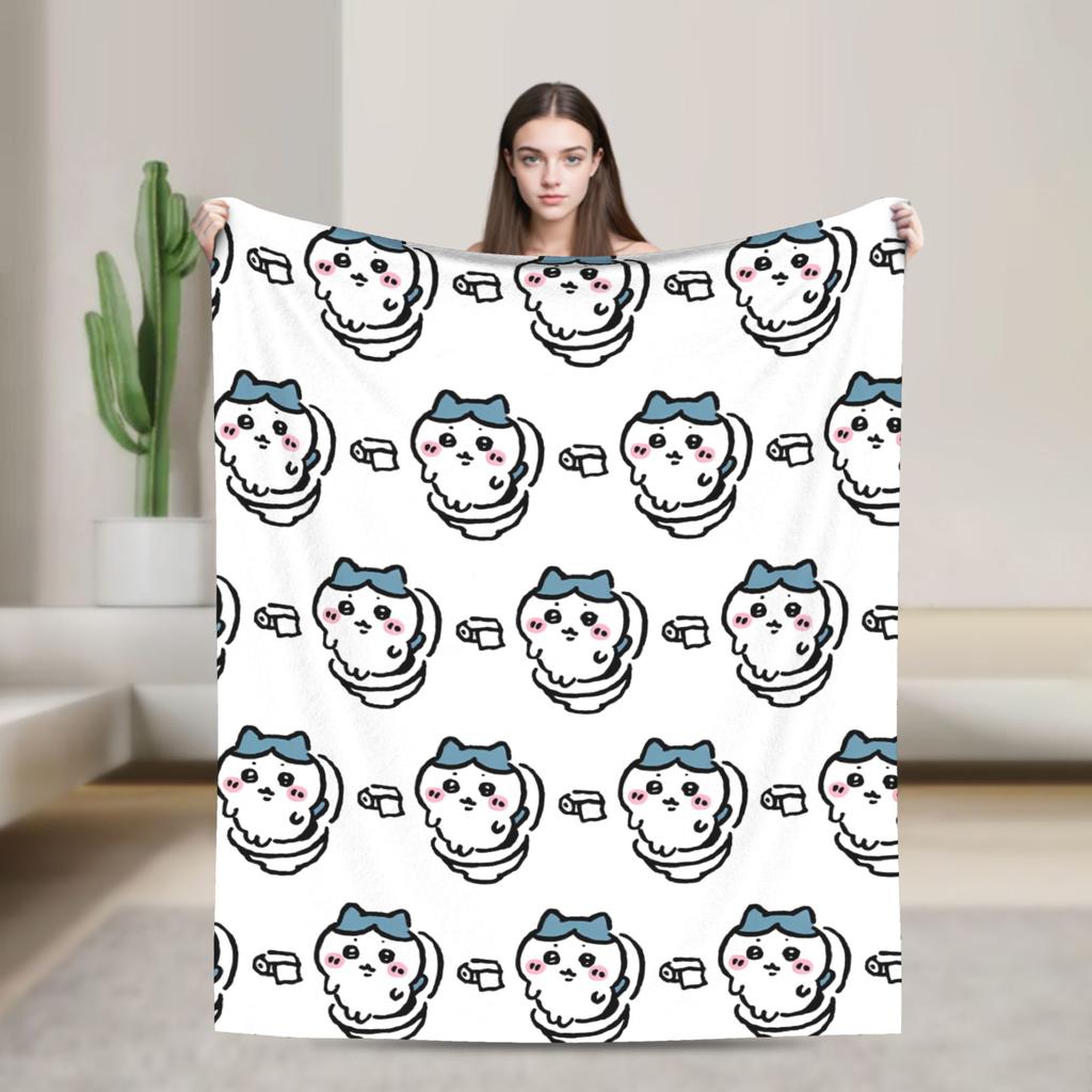 Chiikawa Toilet Blankets Fleece Awesome Soft Throw Blankets for Home Textile Decor