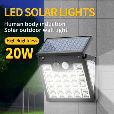 20W LED Wandleuchten Außen Solarlampe mit Bewegungssensor Solarbetrieben Außen Gartendekor Straße Hof Wasserdichte Wandleuchte