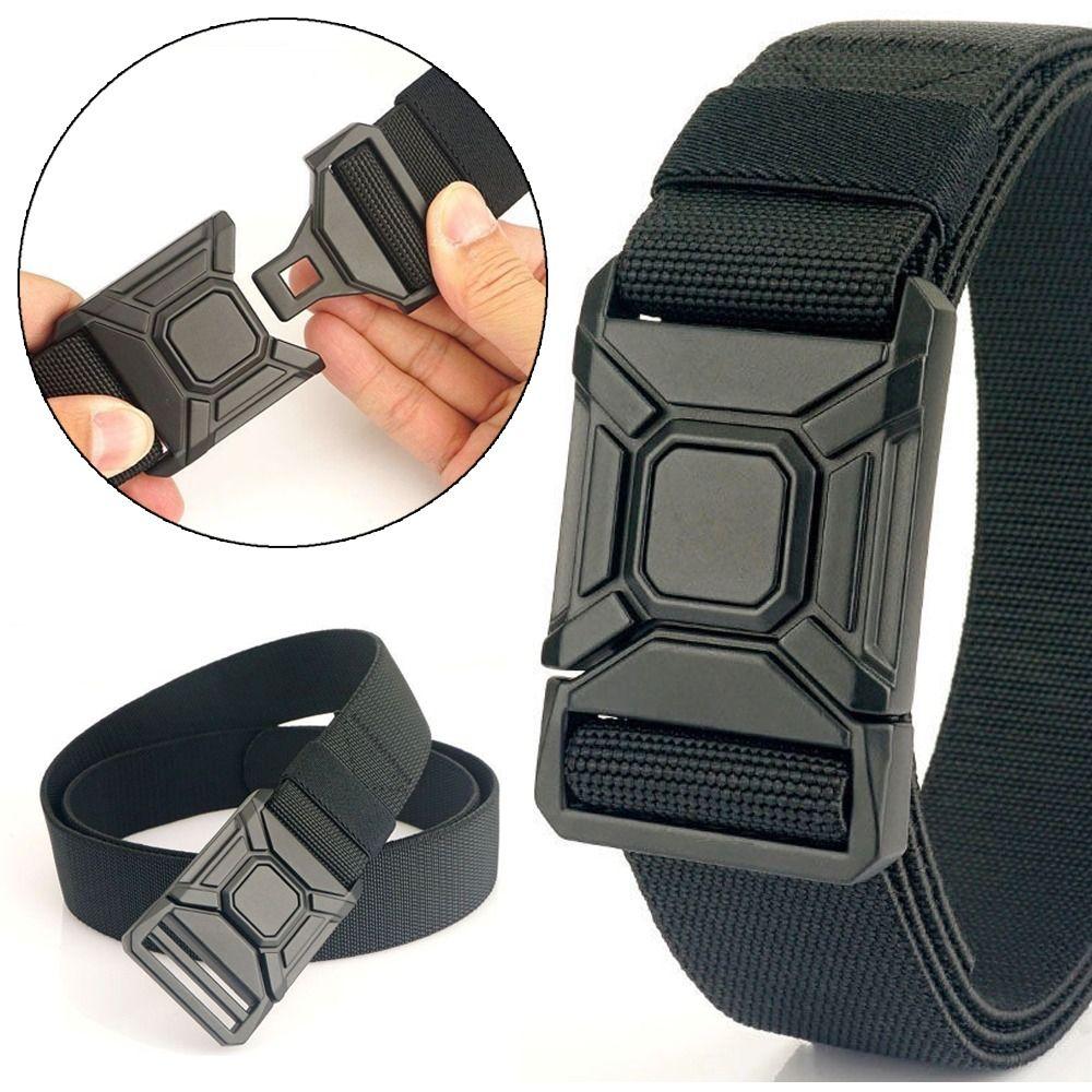 Luxury Brand Design Nylon Braided Belt Quick Release Plastic Fastener Waist Belt