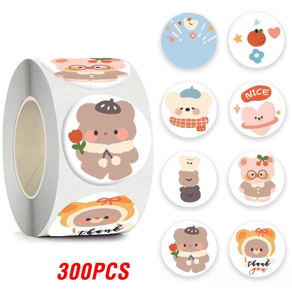 100-500pcs Cute Bear Thank You Sticker Children Sealing Labels Sticker for Gift Envelope Kid Gift Packaging Decorative Stickers