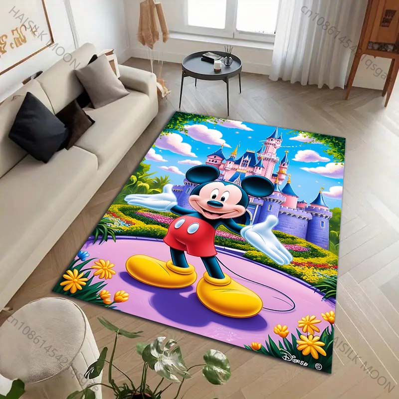 1PC Disney Mickey Mouse Print Cartoon Carpet for Living Room Bedroom Kid's Room Home Decor Area Rug Non-slip Mat Luxury Gift
