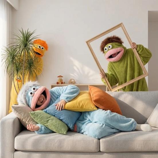 Jednodílný pyžamový overal Big Mouth Vtipné Unisex Pyžamo Zimní Útulné S Kapucí Fleece Ultra-Měkký Plyšový Jednodílný Oblečení Na Volný Čas